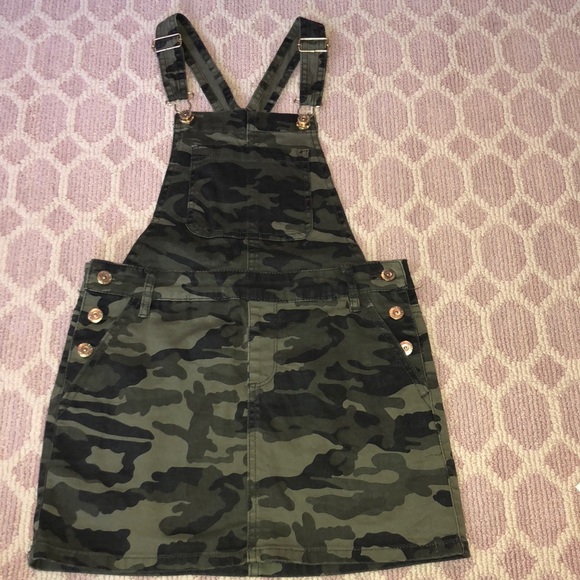camo overalls skirt